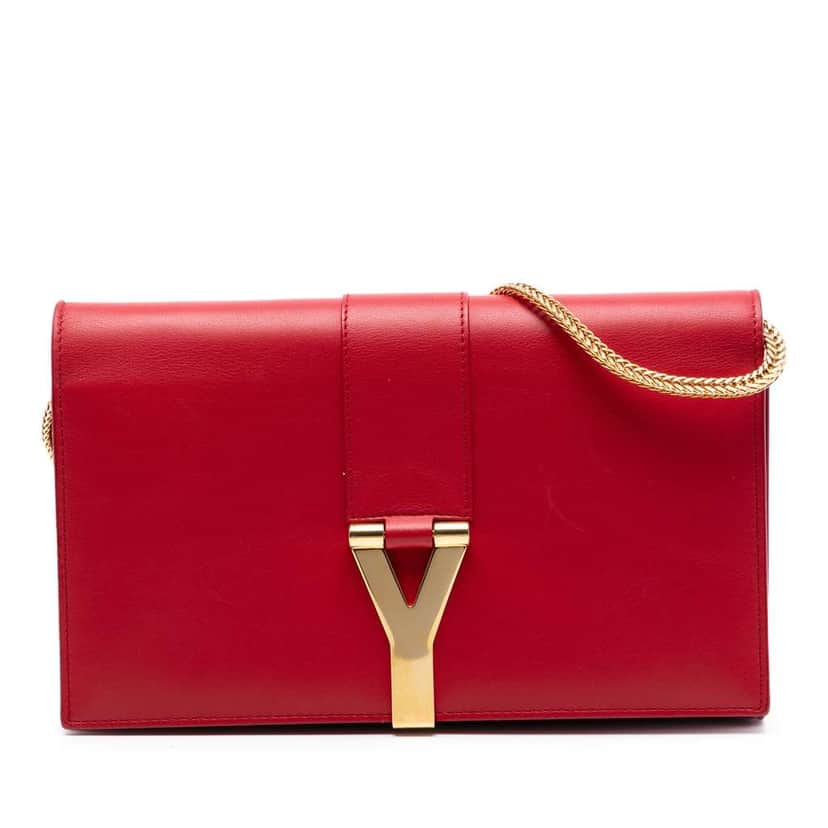 Saint Laurent Leather Chyc Ligne Wallet on Chain Red Leather Very good condition - Front View
