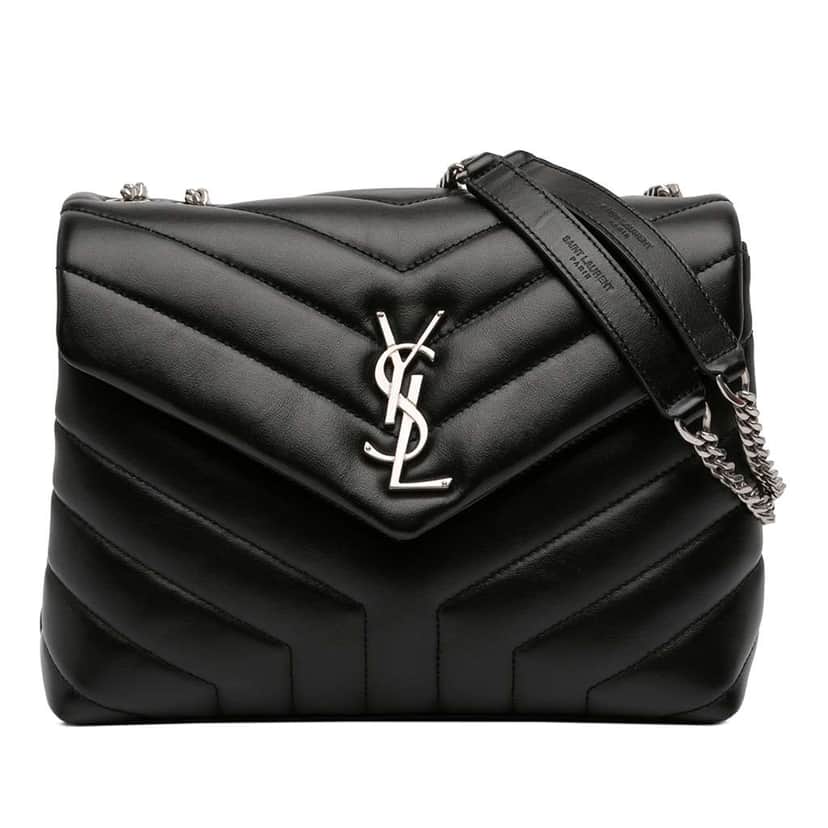 Saint Laurent Small Matelasse Calfskin Monogram LouLou Shoulder Bag Black Leather Very good condition - Front View