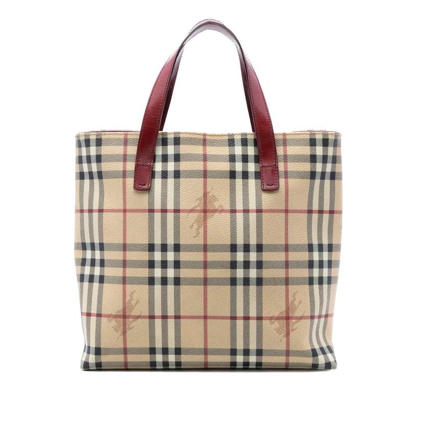 Burberry Haymarket Check Coated Canvas Tote Beige Canvas Very good condition - Front View