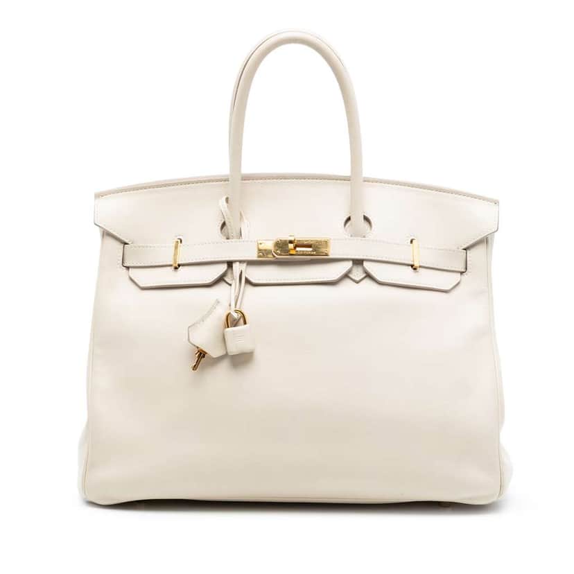 Hermès Swift Birkin Retourne 35 White Leather Very good condition - Front View