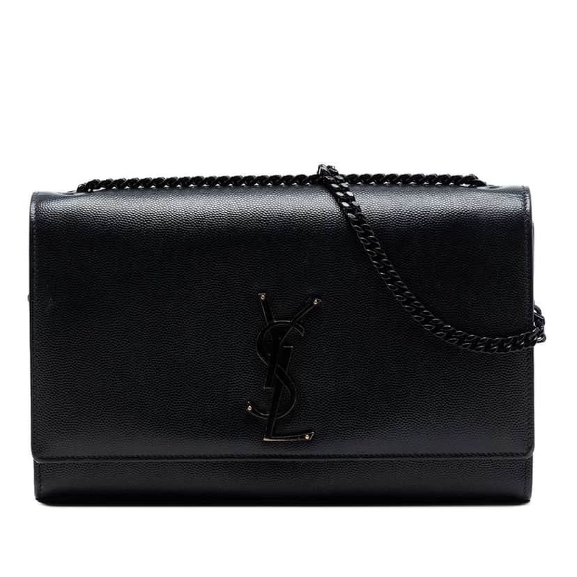 Saint Laurent Medium Grain De Poudre Monogram Monochrome Kate Crossbody Black Leather Very good condition - Front View