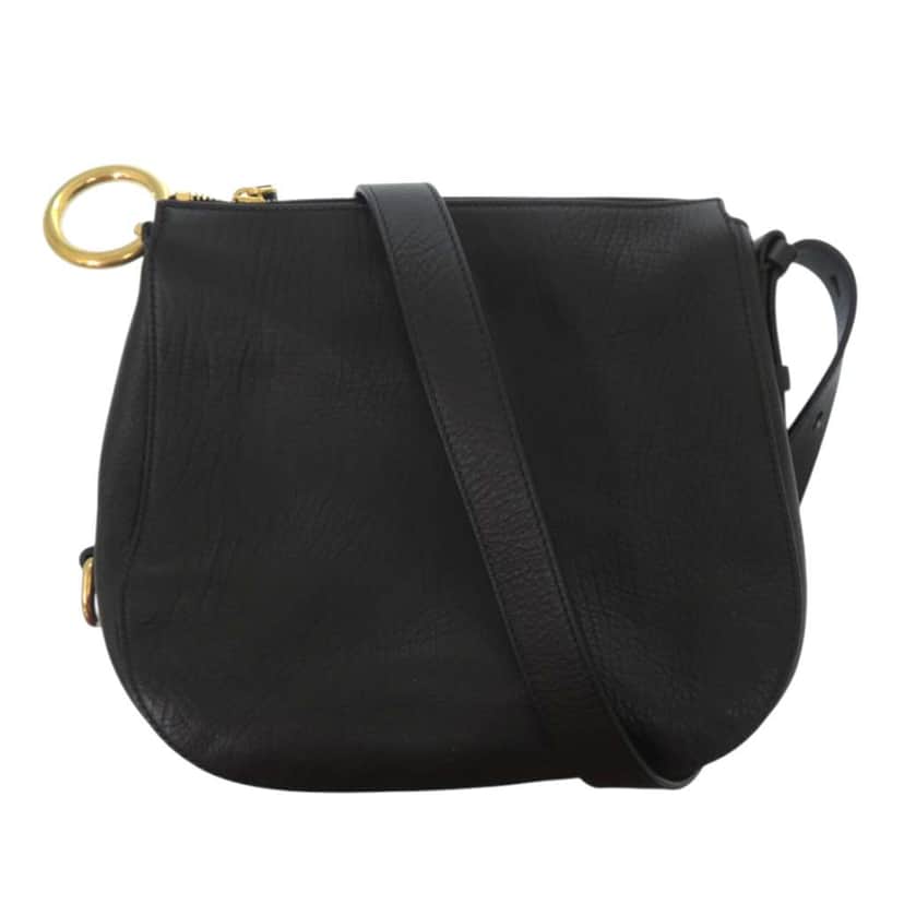 Burberry Small Calfskin Knight Shoulder Bag Black Leather Never worn - Front View