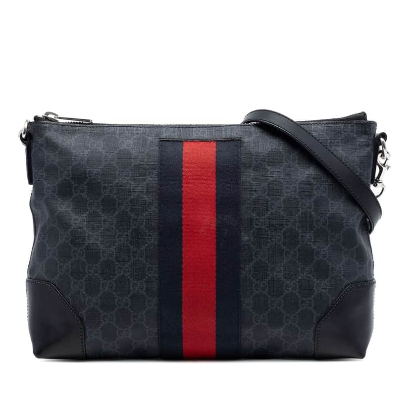 Gucci GG Supreme Web Crossbody Black Canvas Very good condition - Front View