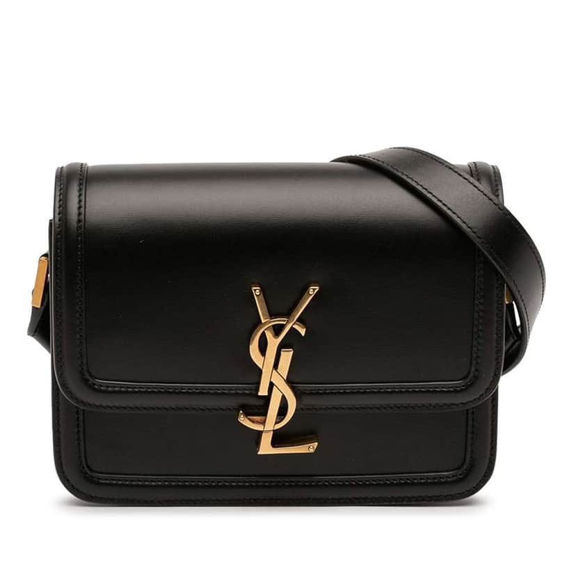 Saint Laurent Small Calfskin Solferino Satchel In Box Black Leather Very good condition - Front View