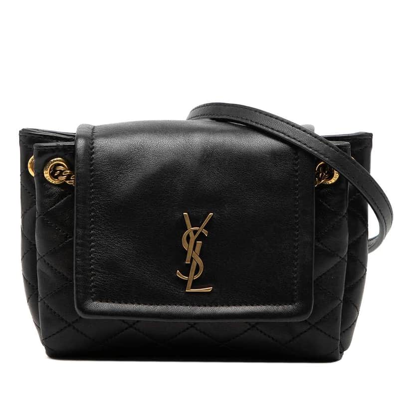 Saint Laurent Mini Quilted Lambskin Monogram Nolita Bag Black Leather Very good condition - Front View