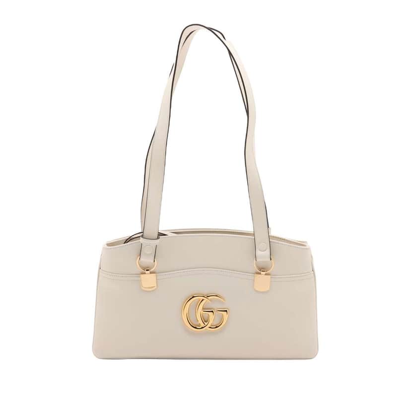 Gucci Large Leather Arli Shoulder Bag White Leather Very good condition - Front View