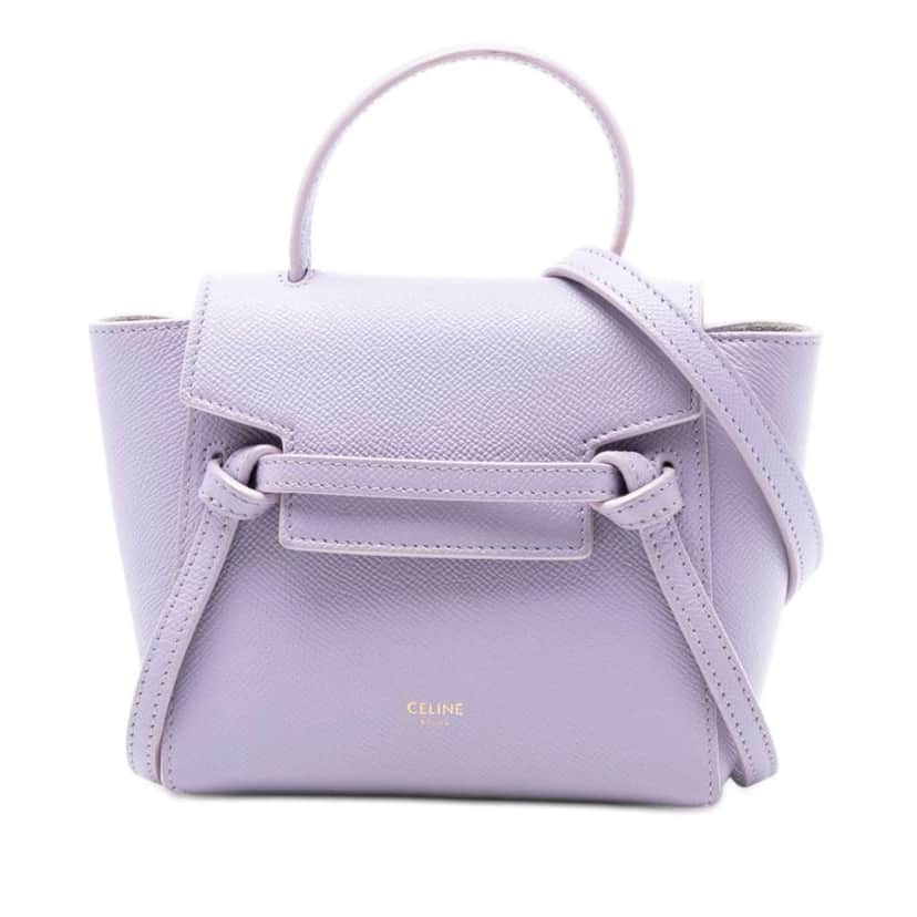 Celine Pico Grained Calfskin Belt Bag Purple Leather Very good condition - Front View