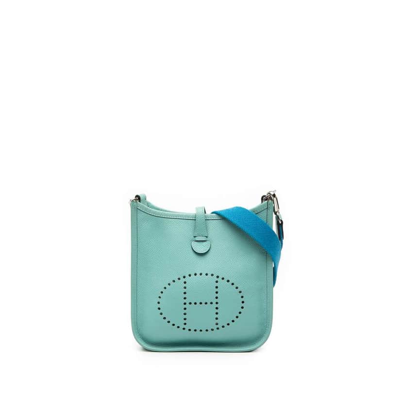 Hermès Epsom Evelyne I TPM Blue Leather Very good condition - Front View