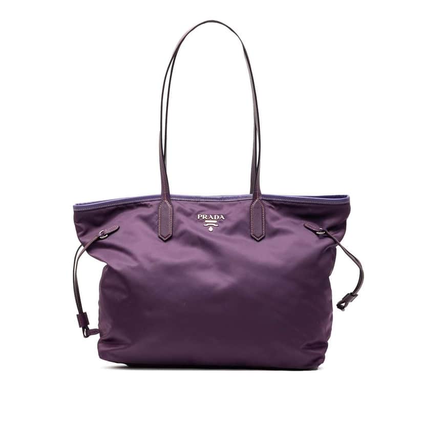 Prada Saffiano Trimmed Tessuto Tote Purple Good condition - Front View