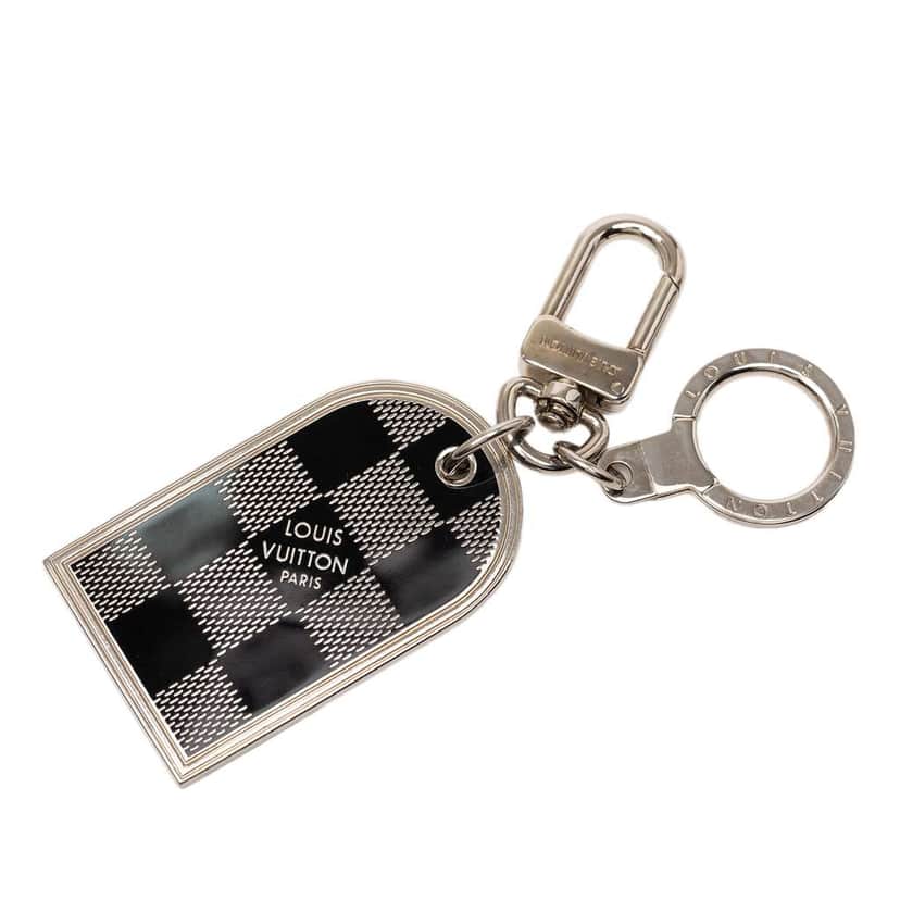 Louis Vuitton Brass Damier Porte Cles Address Bag Charm and Key Holder Silver Brass Very good condition - Front View
