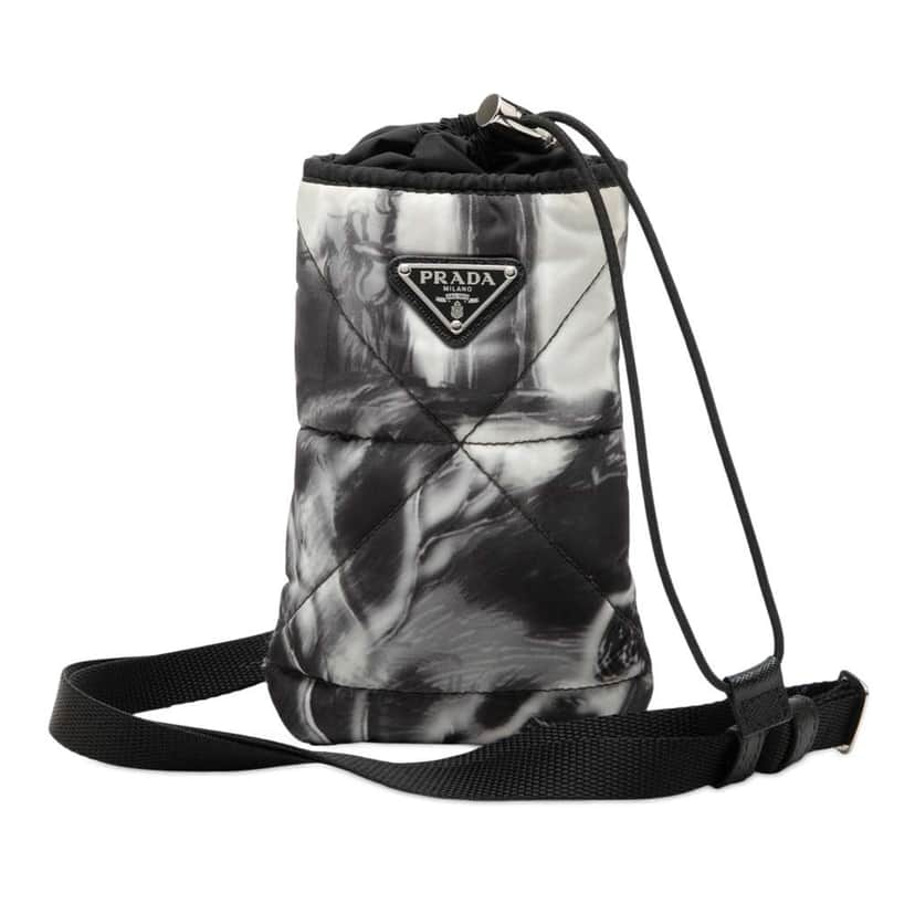 Prada Re Nylon Printed Phone Pouch Black Very good condition - Front View