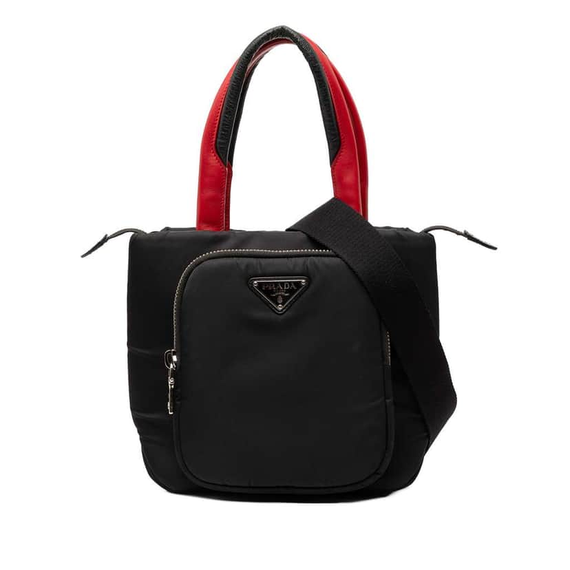 Prada Small Tessuto Pocket Top Handle Cargo Bag Black Very good condition - Front View