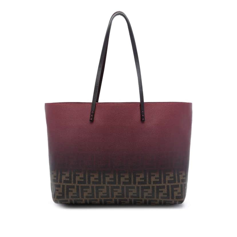 Fendi Medium Ombre Zucca Spalmati Roll Tote Red Canvas Very good condition - Front View