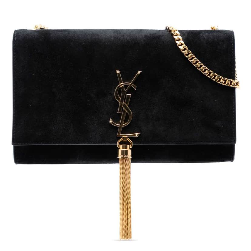 Saint Laurent Medium Suede Monogram Kate Tassel Crossbody Black Leather Very good condition - Front View