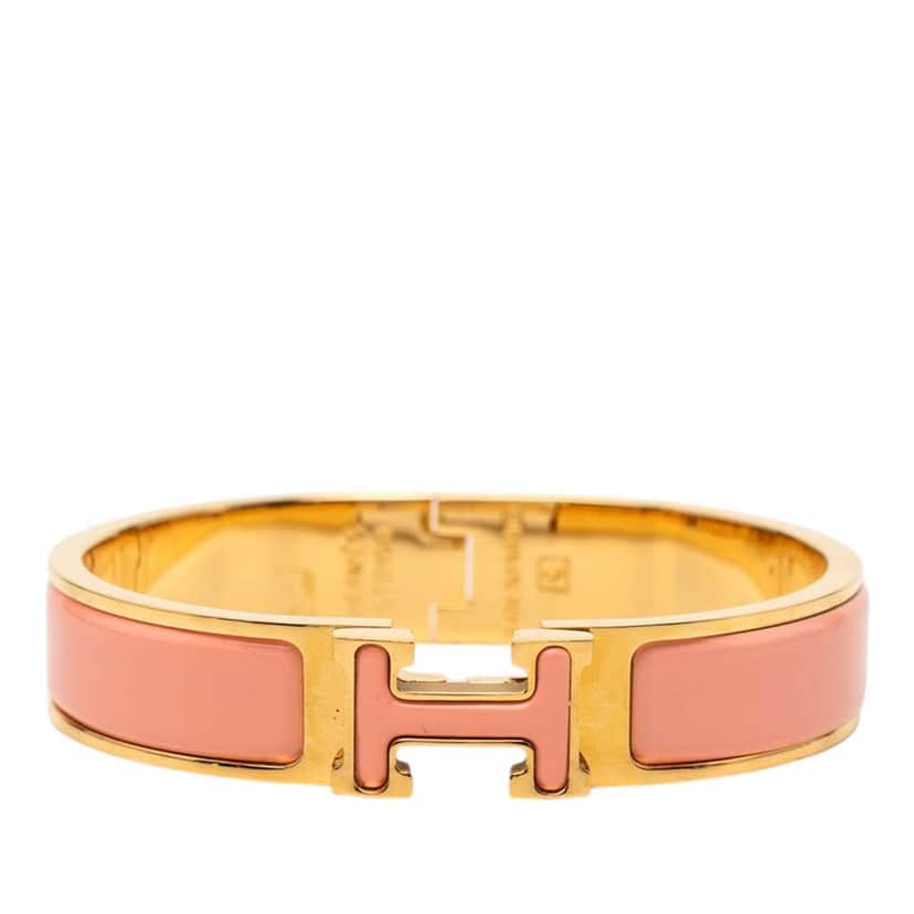 Hermès Narrow Enamel Clic H Bracelet PM Pink Very good condition - Front View