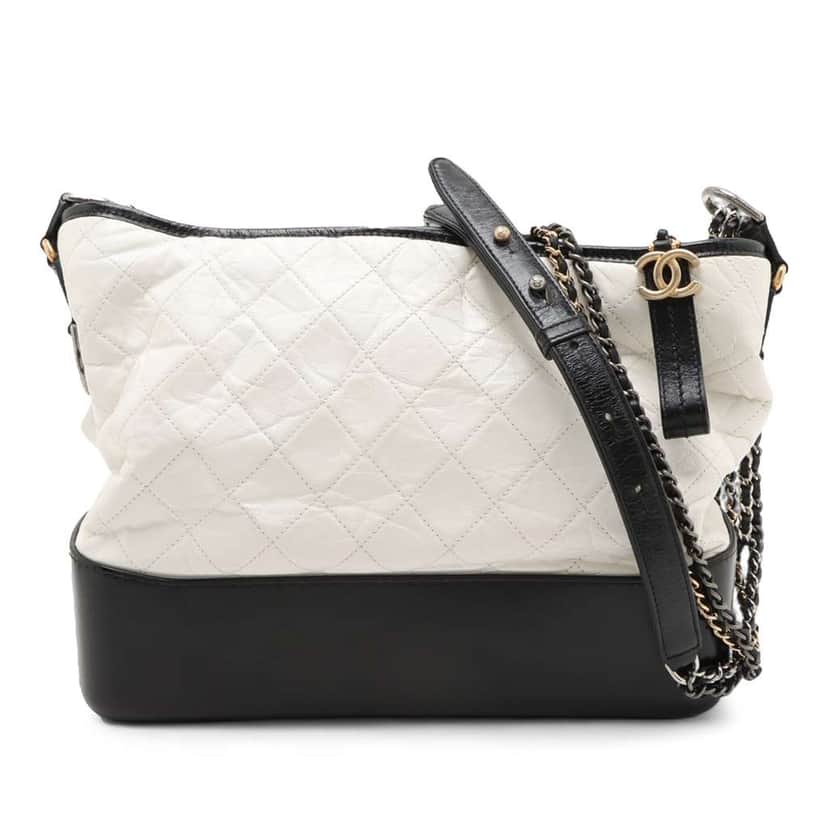 Chanel Large Aged Calfskin Gabrielle Crossbody White Leather Very good condition - Front View
