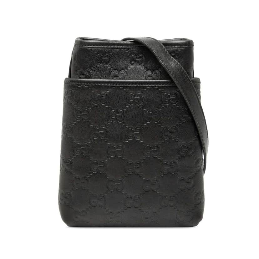 Gucci Guccissima Crossbody Black Leather Very good condition - Front View