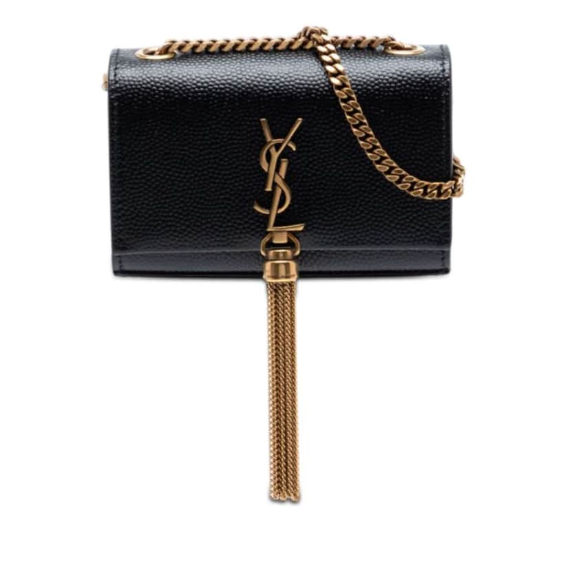 Saint Laurent Grain de Poudre Monogram Kate Tassel Airpods Bag Black Leather Very good condition - Front View