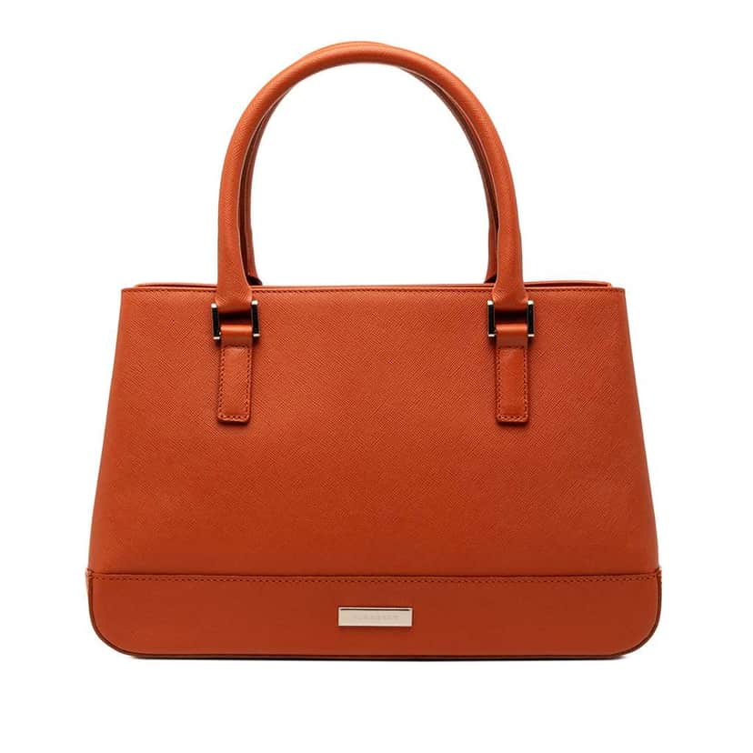 Burberry Leather Top Handle Tote Orange Leather Very good condition - Front View