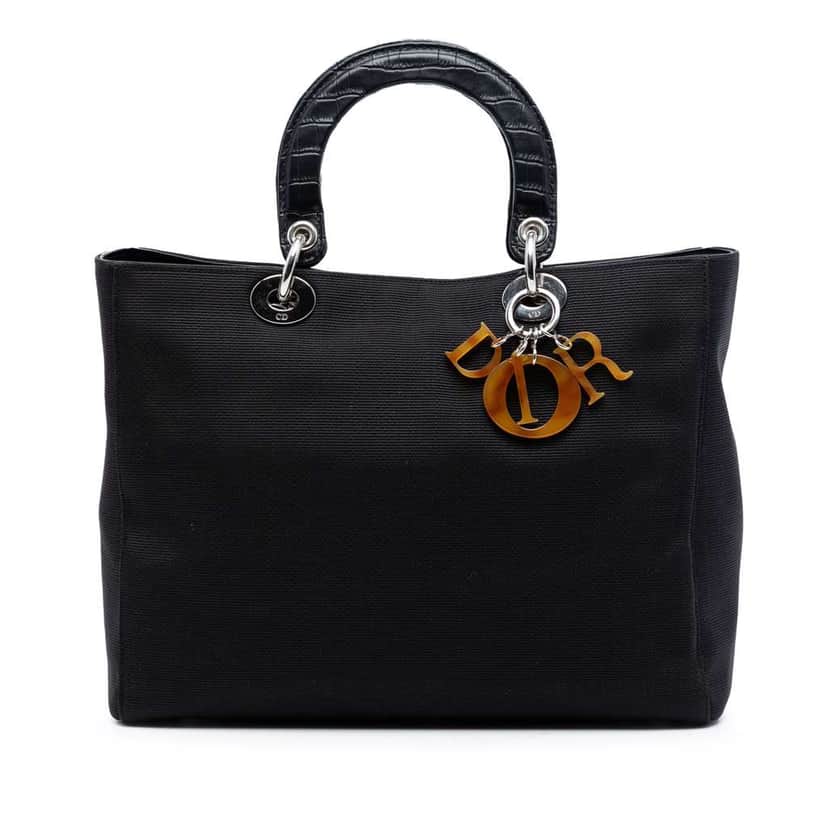 Dior Large Canvas Lady Dior Black Canvas Very good condition - Front View