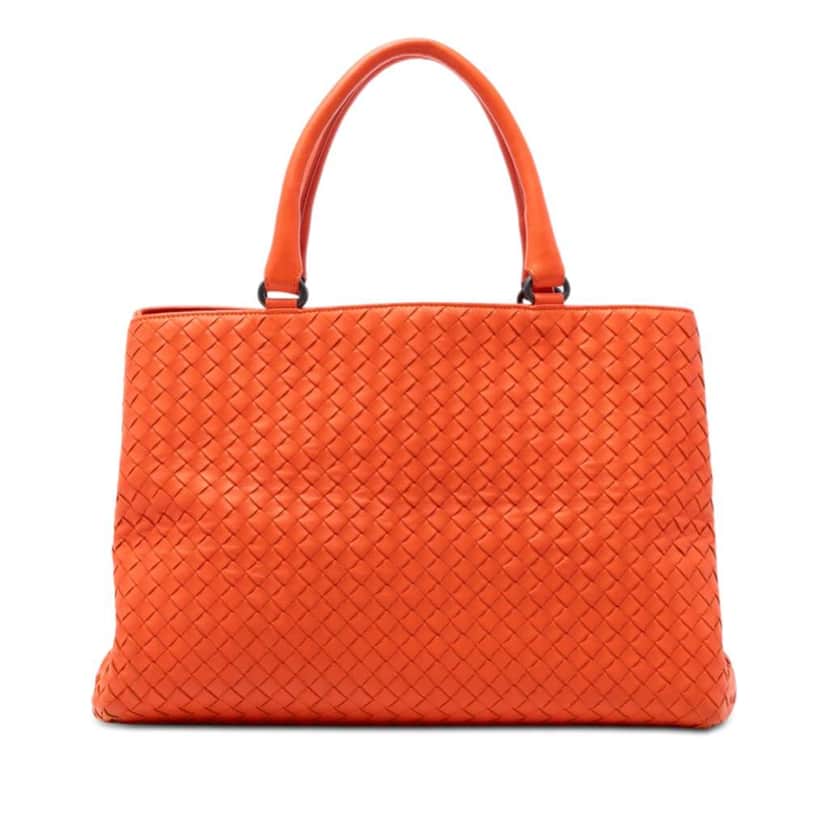 Bottega Veneta Nappa Intrecciato Milano Tote Orange Leather Very good condition - Front View