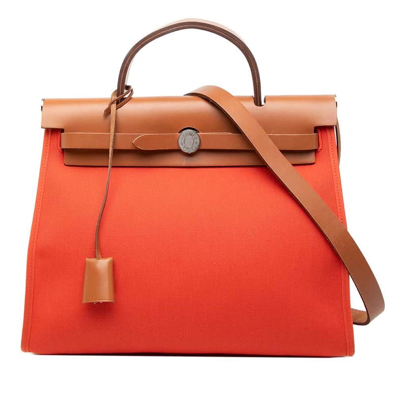 Hermès Toile Herbag Zip 31 Orange Canvas Very good condition - Front View