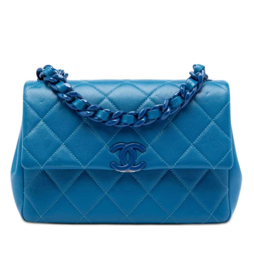 Chanel Medium Caviar My Everything Flap Blue Leather Very good condition - Front View