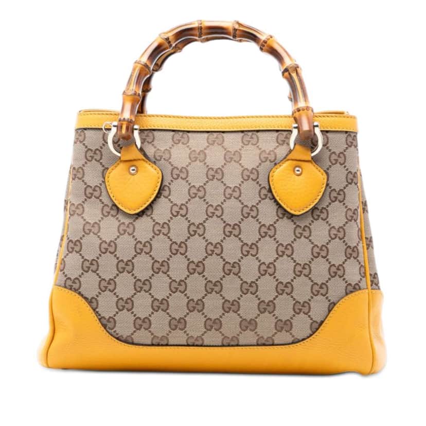 Gucci Small GG Canvas Diana Bamboo Top Handle Tote Beige Canvas Very good condition - Front View