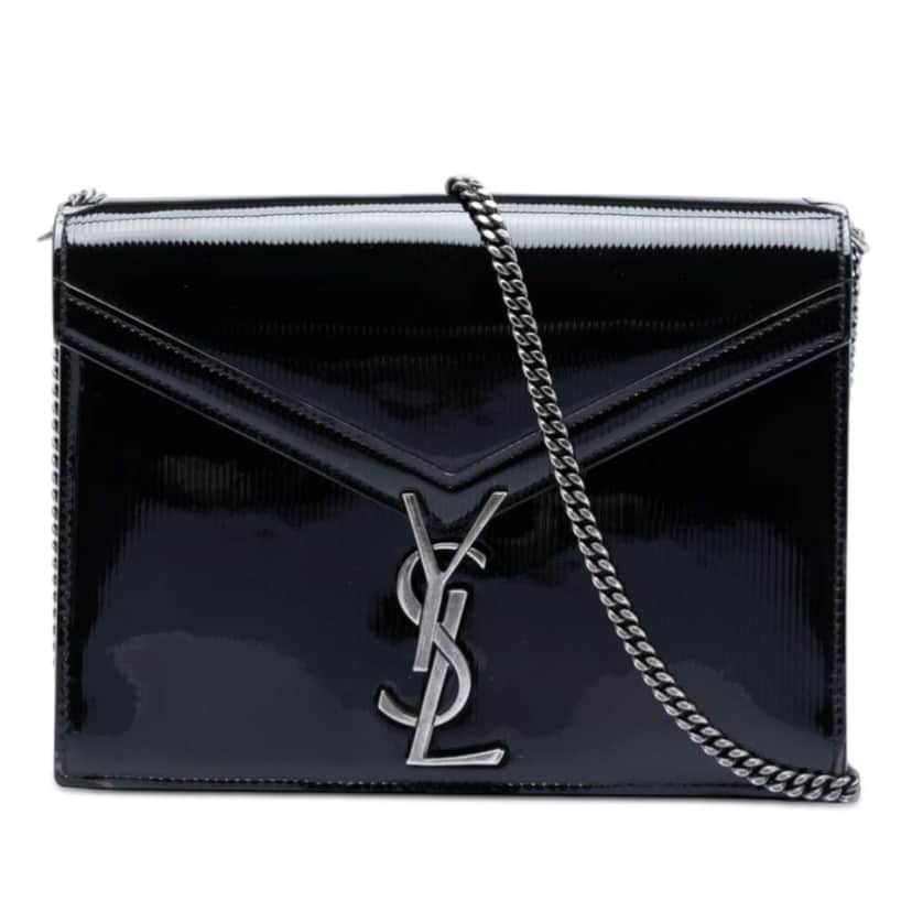 Saint Laurent Patent Monogram Cassandra Clasp Bag Black Leather Very good condition - Front View