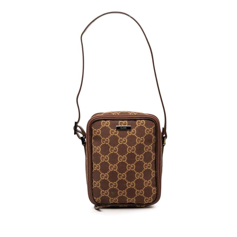 Gucci Mini GG Canvas Double Zip Crossbody Brown Canvas Very good condition - Front View