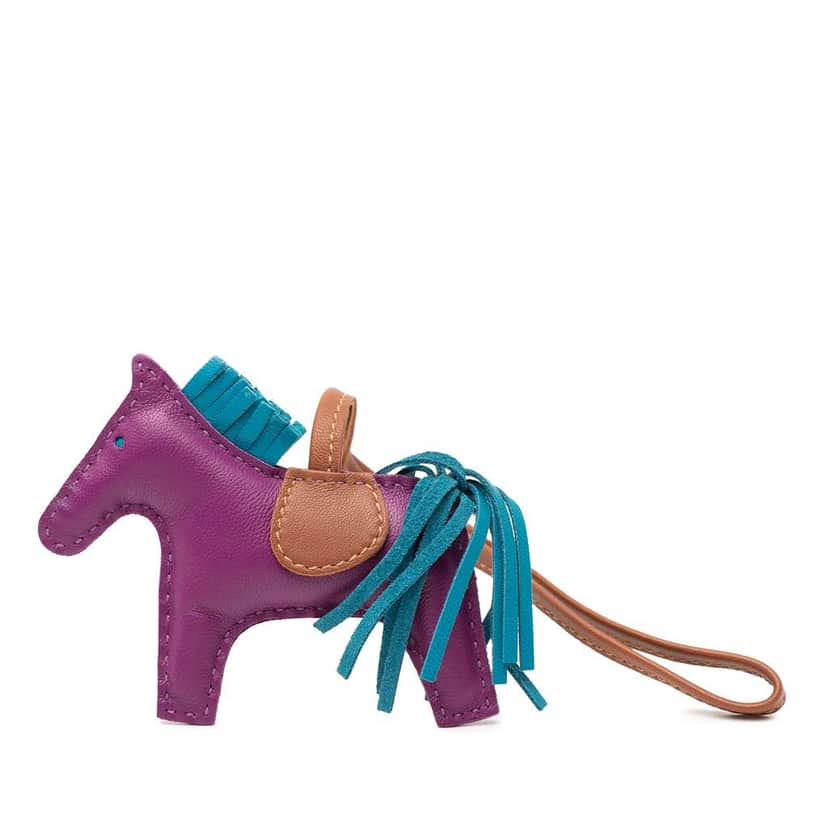 Hermès Milo Lambskin Grigri Rodeo Bag Charm PM Purple Leather Very good condition - Front View