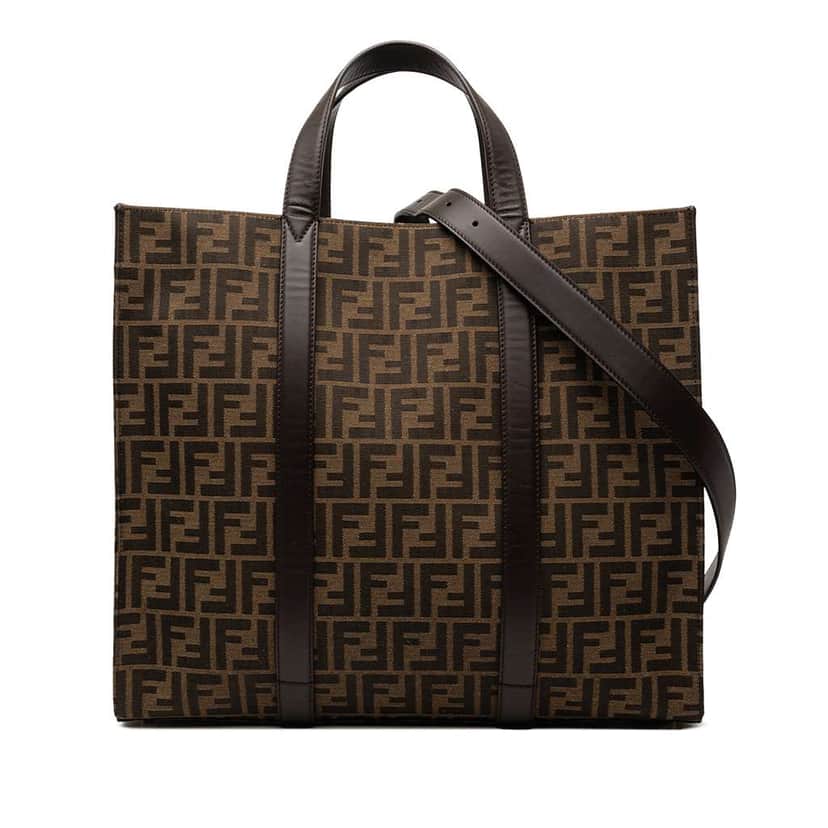 Fendi FF 1974 Jacquard Shopper Tote Brown Jacquard Very good condition - Front View