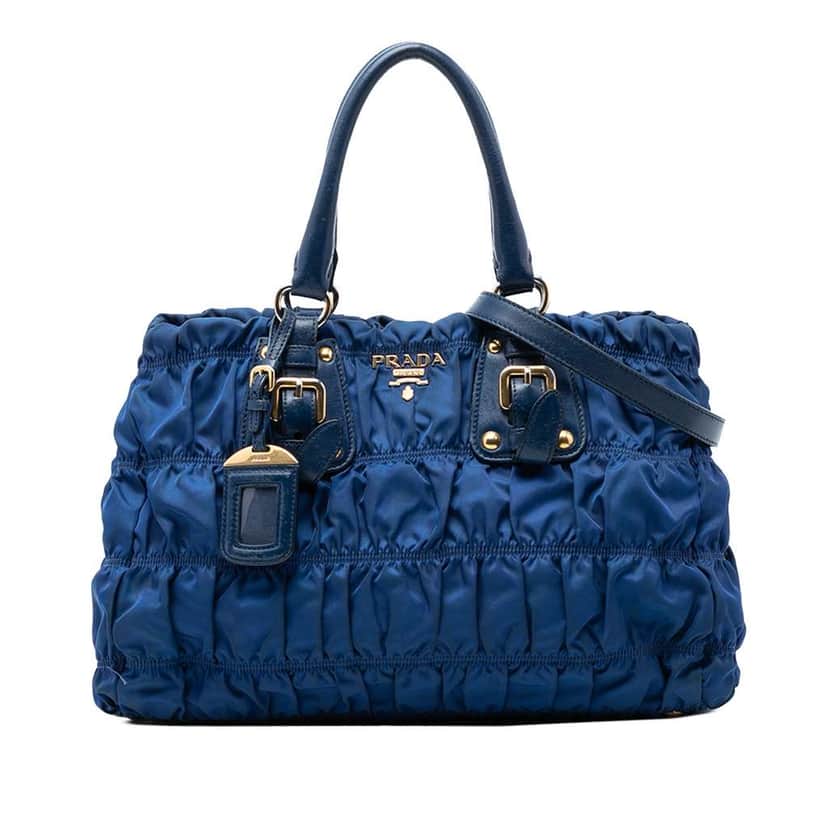 Prada Tessuto Gaufre Satchel Blue Good condition - Front View