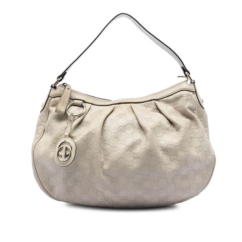 Gucci Guccissima Sukey Shoulder Bag Brown Leather Very good condition - Front View