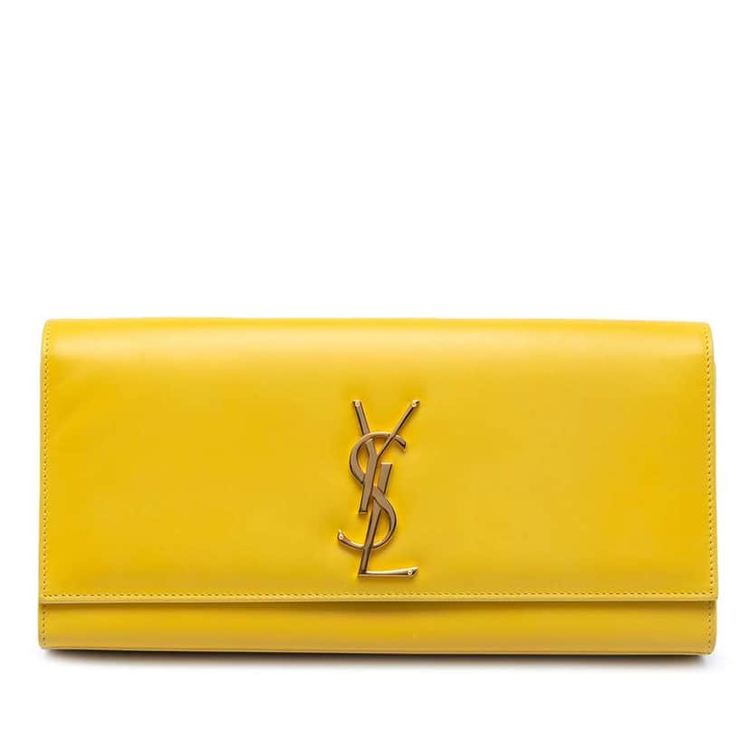 Saint Laurent Smooth Leather Cassandre Clutch Yellow Leather Very good condition - Front View