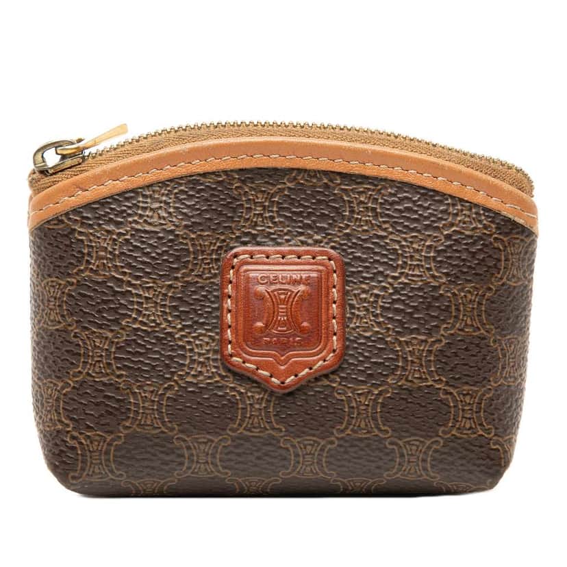 Celine Macadam Coated Canvas Coin Pouch Brown Canvas Very good condition - Front View