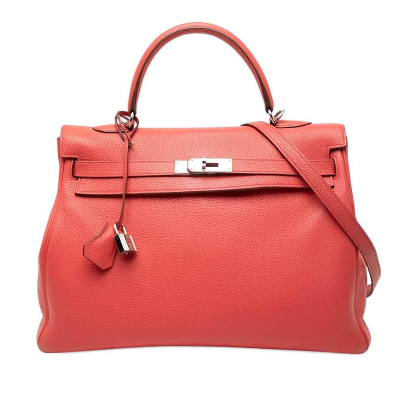 Hermès Clemence Kelly II Retourne 35 Red Leather Very good condition - Front View