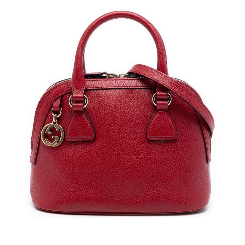 Gucci Mini Leather GG Charm Dome Satchel Red Leather Very good condition - Front View