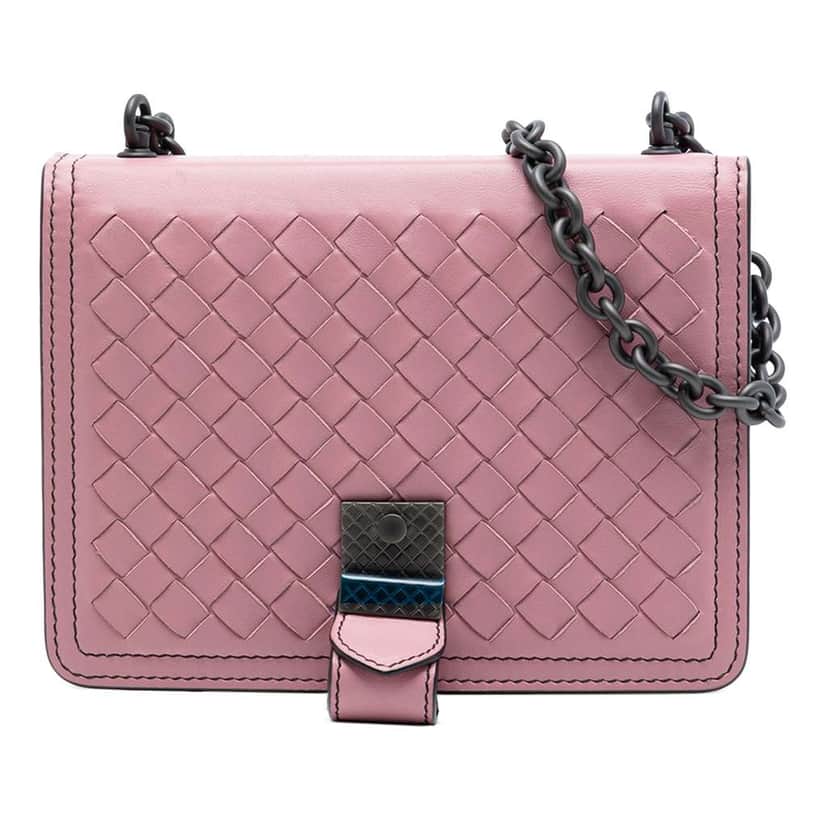 Bottega Veneta Small Nappa Intrecciato Runway Shoulder Bag Pink Leather Very good condition - Front View