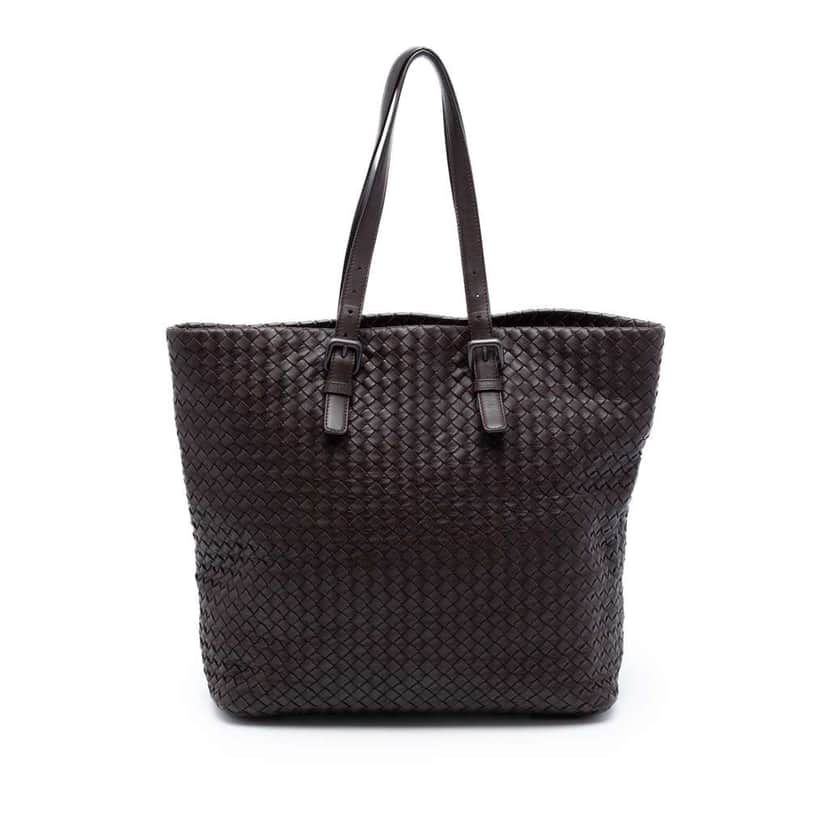 Bottega Veneta Nappa Intrecciato Belt Strap Tote Brown Leather Very good condition - Front View