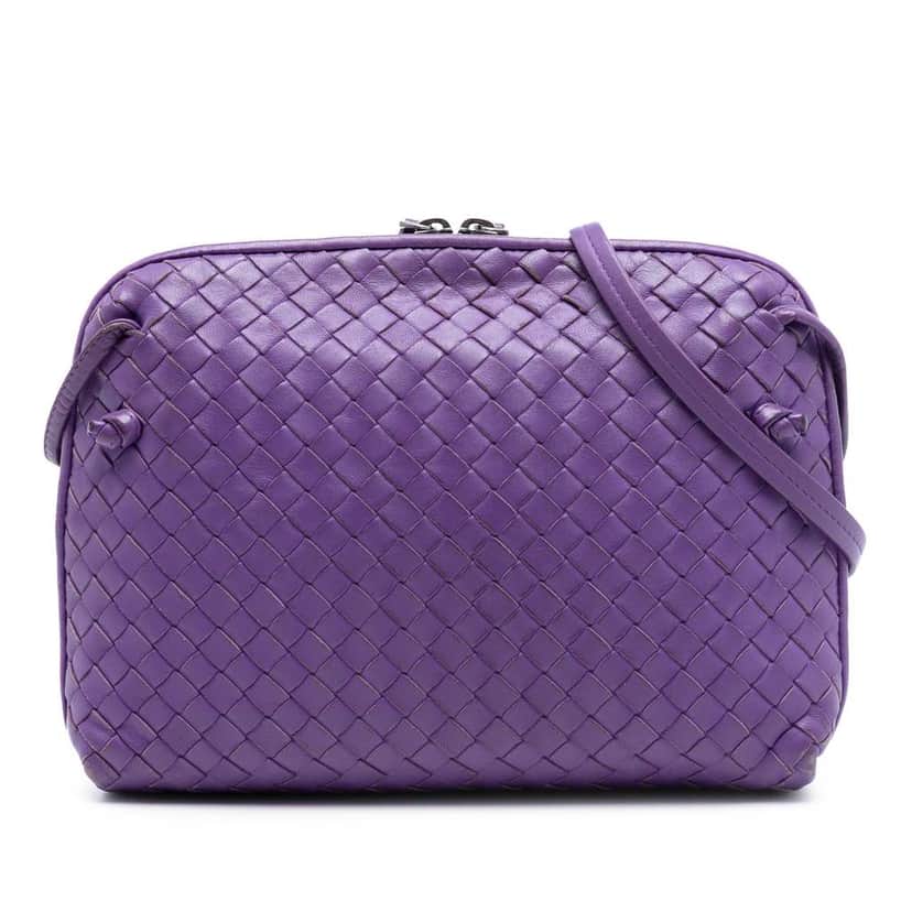 Bottega Veneta Nappa Intrecciato Nodini Crossbody Purple Leather Very good condition - Front View
