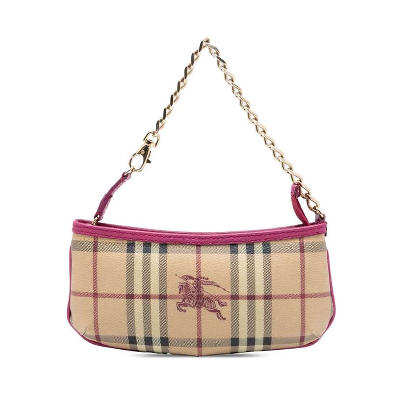 Burberry Haymarket Check Coated Canvas Clara Pochette Beige Canvas Very good condition - Front View