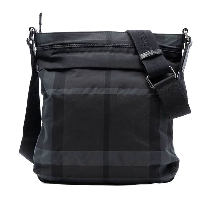 Burberry Smoke Check Nylon Crossbody Grey Very good condition - Front View