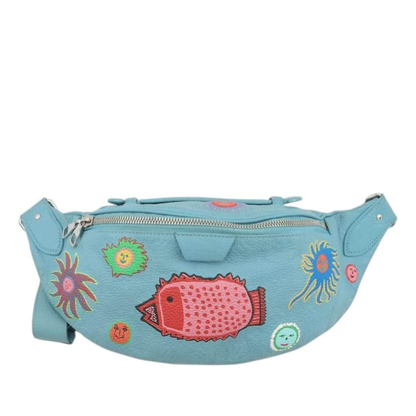 Louis Vuitton Yayoi Kusama Taurillon Faces Maxi Bumbag Blue Leather Very good condition - Front View