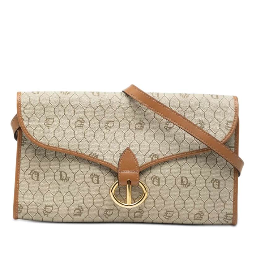 Dior Honeycomb Coated Canvas Crossbody Beige Canvas Very good condition - Front View