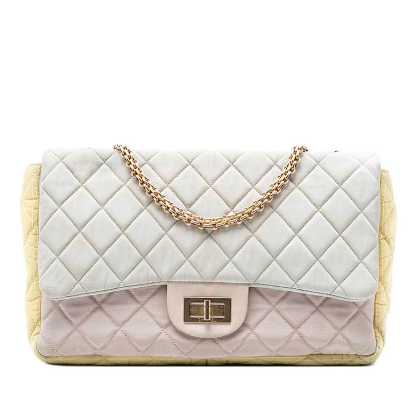 Chanel Tricolor Quilted Nylon Reissue 2.55 Single Flap 227 Blue Very good condition - Front View
