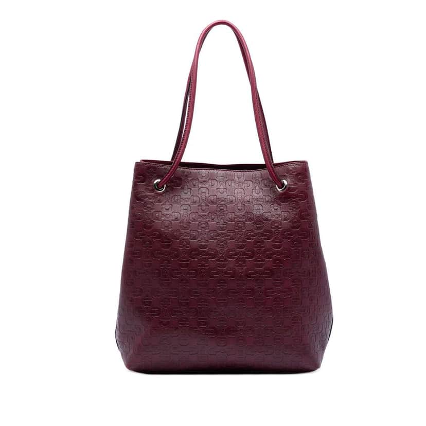 Gucci Horsebit Embossed Leather Gifford Tote Red Leather Very good condition - Front View