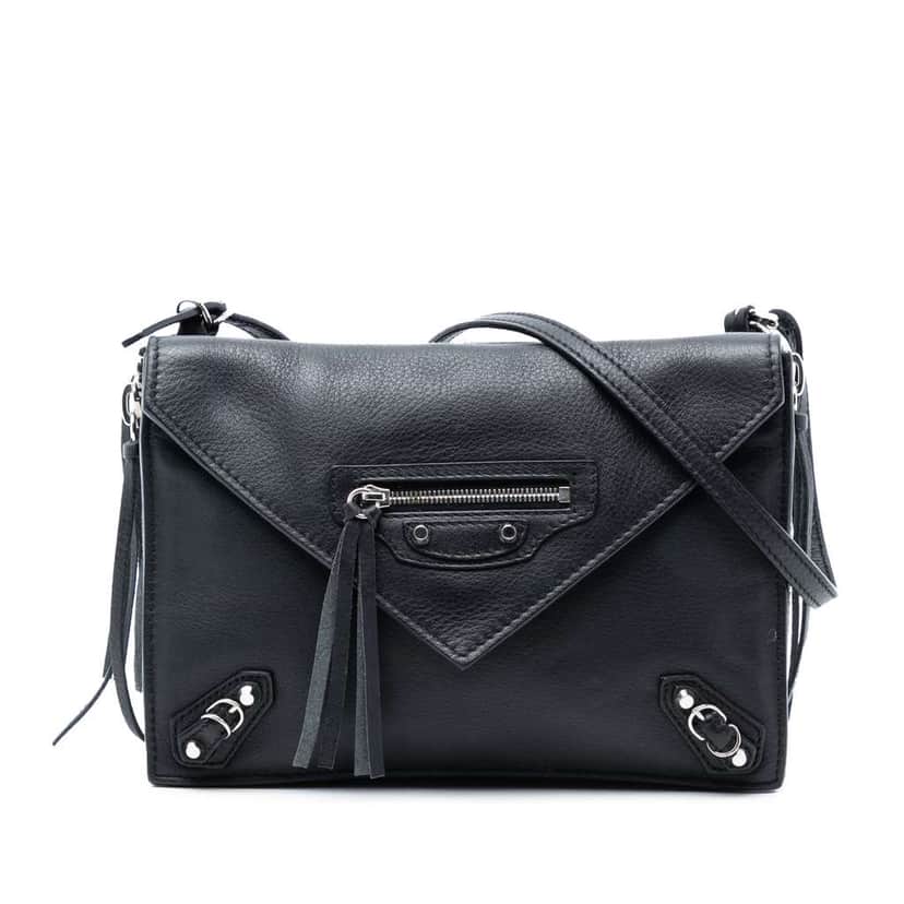 Balenciaga Leather Papier Triple Zip Around XS Crossbody Black Leather Very good condition - Front View