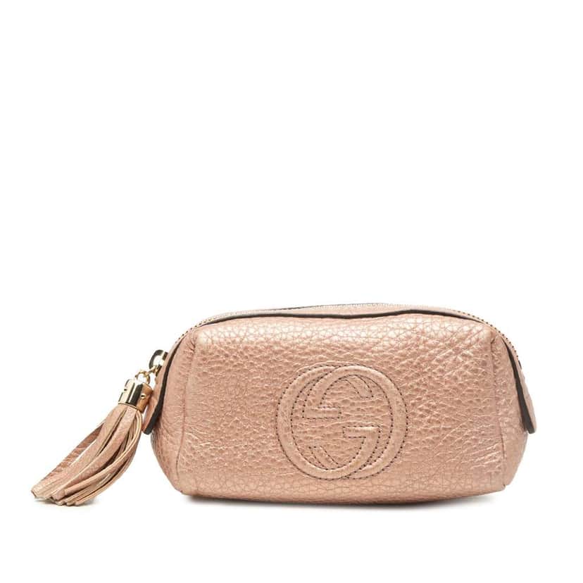 Gucci Leather Soho Cosmetic Pouch Brown Leather Very good condition - Front View