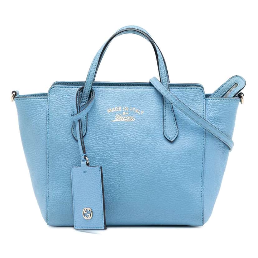 Gucci Mini Leather Swing Satchel Blue Leather Very good condition - Front View